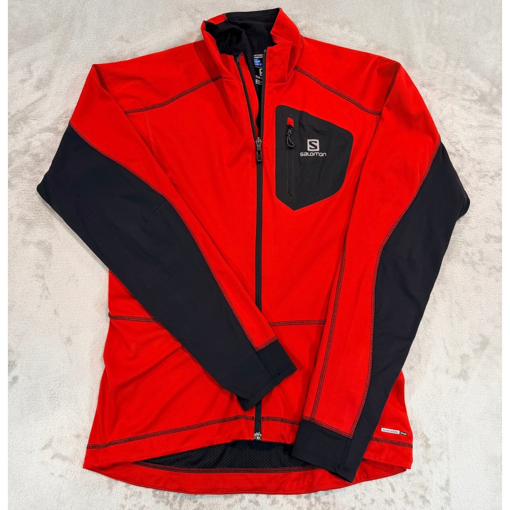 Salomon Mens AdvancedSkin Shield Full Zip Mid Layer Jacket Red‎ Black Medium